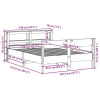 vidaXL Sängram utan madrass 140x190 cm massiv furu - Bild 12