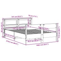 vidaXL Sängram utan madrass vaxbrun 135x190 cm massiv furu - Bild 12