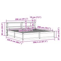 vidaXL Sängram med huvudgavel vit 200x200 cm massiv furu - Bild 12