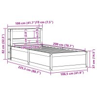 vidaXL Sängram med huvudgavel vaxbrun 100x200 cm massiv furu - Bild 12