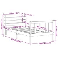 vidaXL Sängram med huvudgavel vaxbrun 100x200 cm massiv furu - Bild 12