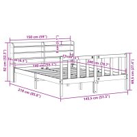 vidaXL Sängram med huvudgavel vaxbrun 140x200 cm massiv furu - Bild 12