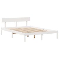 vidaXL Sängram utan madrass vit 135x190 cm massiv furu - Bild 7