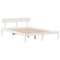 vidaXL Sängram utan madrass vit 140x190 cm massiv furu - Bild 7