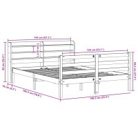 vidaXL Sängram med huvudgavel vit 135x190 cm massiv furu - Bild 12