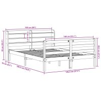 vidaXL Sängram med huvudgavel vit 140x190 cm massiv furu - Bild 12