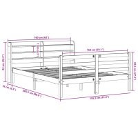 vidaXL Sängram med huvudgavel 150x200 cm massiv furu - Bild 12