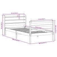 vidaXL Sängram utan madrass vaxbrun 75x190 cm massiv furu - Bild 12