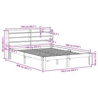 vidaXL Sängram med huvudgavel vit 140x190 cm massiv furu - Bild 11