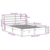 vidaXL Sängram med huvudgavel vit 140x200 cm massiv furu - Bild 11