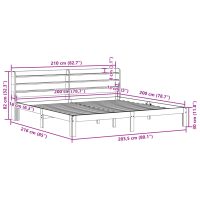 vidaXL Sängram med huvudgavel vit 200x200 cm massiv furu - Bild 11