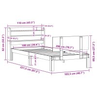 vidaXL Sängram med huvudgavel 100x200 cm massiv furu - Bild 12