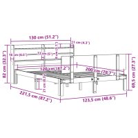 vidaXL Sängram med huvudgavel 120x200 cm massiv furu - Bild 12