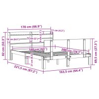 vidaXL Sängram med huvudgavel 160x200 cm massiv furu - Bild 12