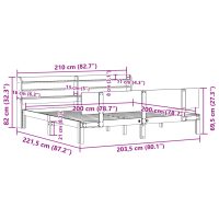 vidaXL Sängram med huvudgavel 200x200 cm massiv furu - Bild 12