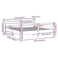 vidaXL Sängram utan madrass 200x200 cm massiv furu - Bild 12