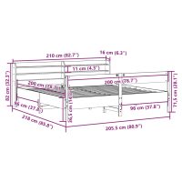 vidaXL Sängram utan madrass vaxbrun 200x200 cm massiv furu - Bild 12