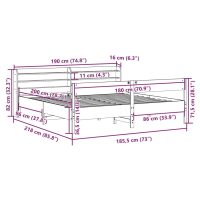 vidaXL Sängram utan madrass vaxbrun 180x200 cm massiv furu - Bild 12