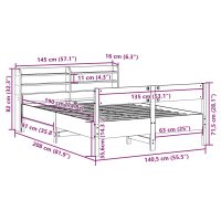 vidaXL Sängram utan madrass 135x190 cm massiv furu - Bild 12