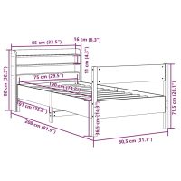 vidaXL Sängram utan madrass 75x190 cm massiv furu - Bild 12