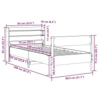 vidaXL Sängram utan madrass vaxbrun 75x190 cm massiv furu - Bild 12