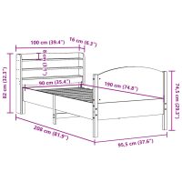 vidaXL Sängram utan madrass vaxad brun 90x190 cm massiv furu - Bild 12