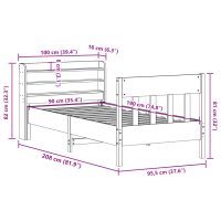 vidaXL Sängram utan madrass vaxad brun 90x190 cm massiv furu - Bild 12