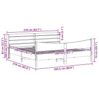 vidaXL Sängram med huvudgavel 200x200 cm massiv furu - Bild 11