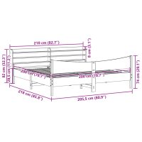 vidaXL Sängram med huvudgavel vaxbrun 200x200 cm massiv furu - Bild 11