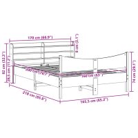 vidaXL Sängram med huvudgavel vaxbrun 160x200 cm massiv furu - Bild 11