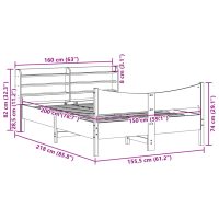 vidaXL Sängram med huvudgavel 150x200 cm massiv furu - Bild 11