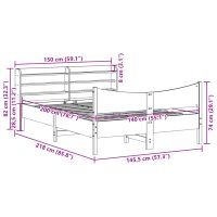 vidaXL Sängram med huvudgavel 140x200 cm massiv furu - Bild 11