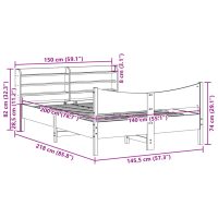 vidaXL Sängram med huvudgavel vit 140x200 cm massiv furu - Bild 11