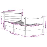 vidaXL Sängram med huvudgavel 100x200 cm massiv furu - Bild 11