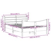 vidaXL Sängram med huvudgavel vaxbrun 140x190 cm massiv furu - Bild 11