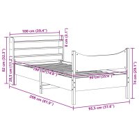 vidaXL Sängram med huvudgavel vaxbrun 90x190 cm massiv furu - Bild 11