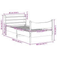 vidaXL Sängram med huvudgavel 75x190 cm massivt furu - Bild 11