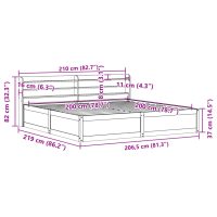 vidaXL Sängram med huvudgavel 200x200 cm massiv furu - Bild 12