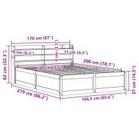 vidaXL Sängram med huvudgavel 160x200 cm massiv furu - Bild 12