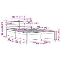 vidaXL Sängram med huvudgavel 120x200 cm massiv furu - Bild 12