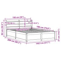 vidaXL Sängram med huvudgavel 140x190 cm massiv furu - Bild 12