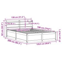 vidaXL Sängram med huvudgavel 120x190 cm massiv furu - Bild 12