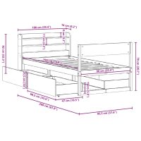 vidaXL Sängram utan madrass vaxad brun 90x190 cm massiv furu - Bild 12