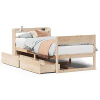 vidaXL Sängram utan madrass 75x190 cm massiv furu - Bild 2