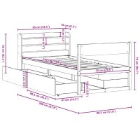 vidaXL Sängram utan madrass 75x190 cm massiv furu - Bild 12