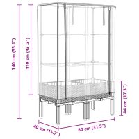 vidaXL Odlingslåda med växthusöverdrag rottinglook 80x40x140 cm - Bild 9