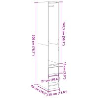 vidaXL Garderob sonoma-ek 30x50x200 cm konstruerat trä - Bild 10