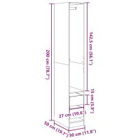 vidaXL Garderob betonggrå 30x50x200 cm konstruerat trä - Bild 10