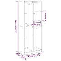 vidaXL Garderob sonoma-ek 80x50x200 cm konstruerat trä - Bild 10