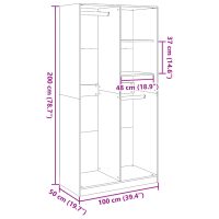 vidaXL Garderob sonoma-ek 100x50x200 cm konstruerat trä - Bild 10